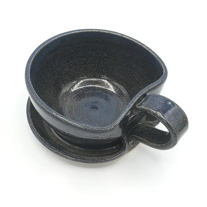 #097 Studio Pottery Soup Bowl and Saucer Combo by Turn & Burn Pottery, Seagrove N.C.