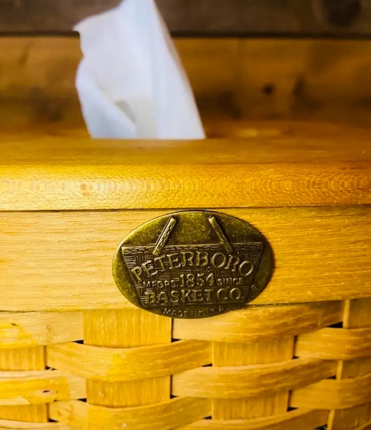 Peterboro Basket Company Woven Tissue Box Holder Rustic Country Farmhouse Boho