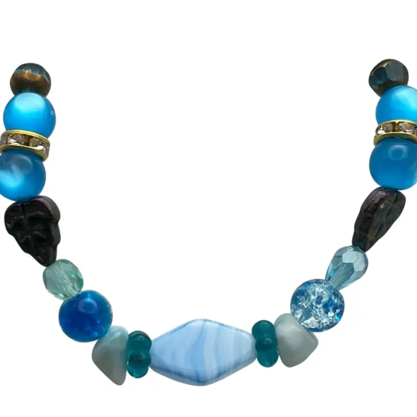 Teal Pet Paw Stretch Bracelet With Gemstones