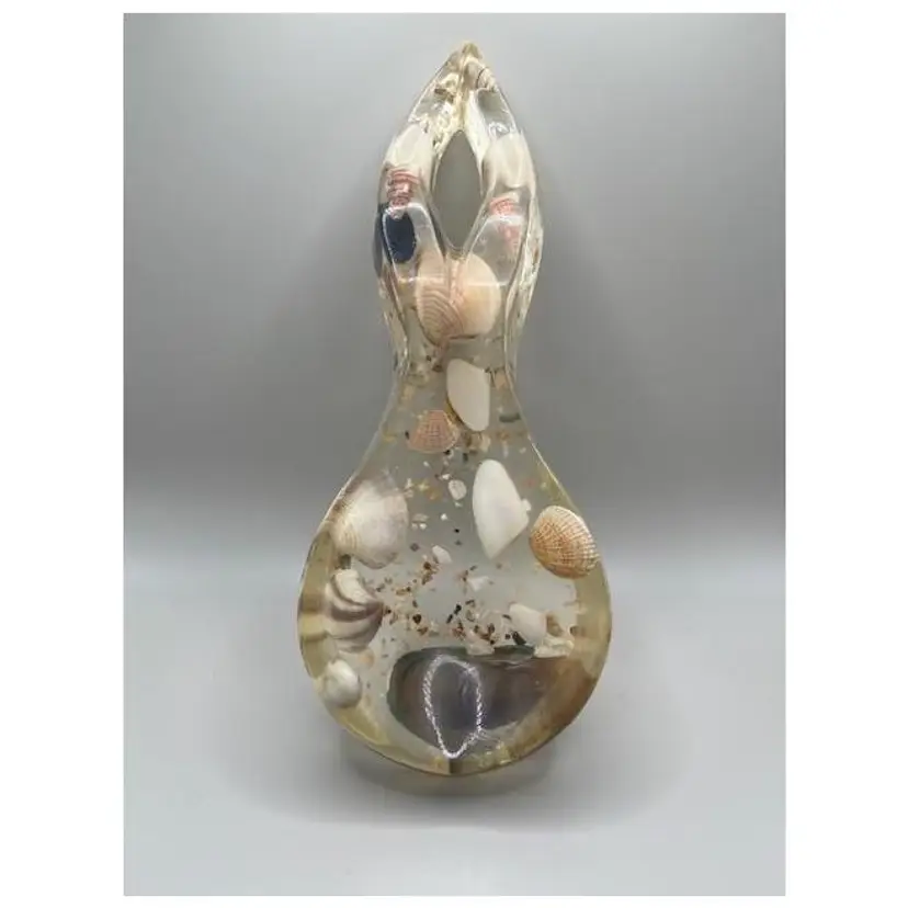Vintage Lucite Seashell Spoon Rest ~ Nautical Decor ~ Measures 9 inches tall