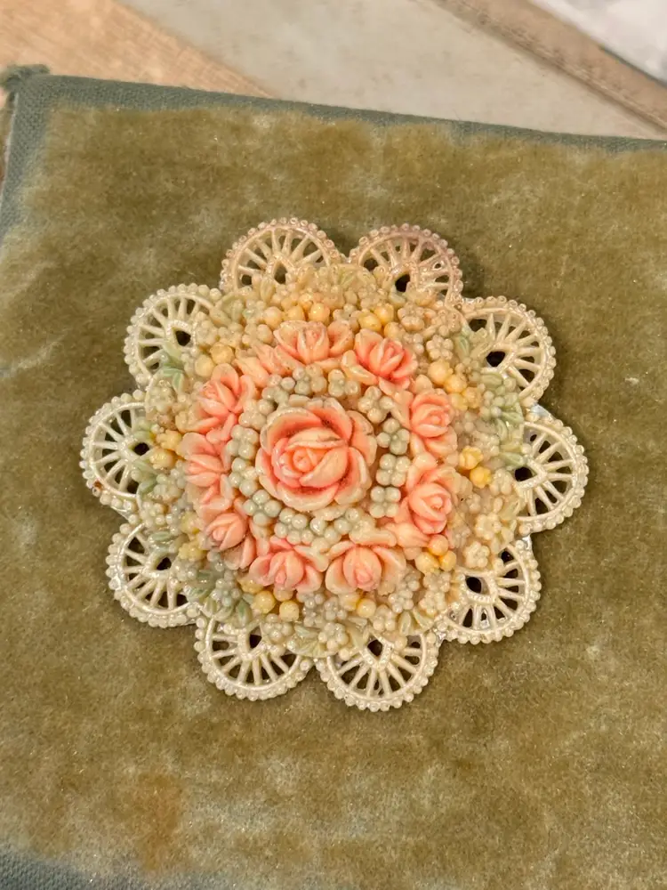 Celluloid Brooch - Rosy