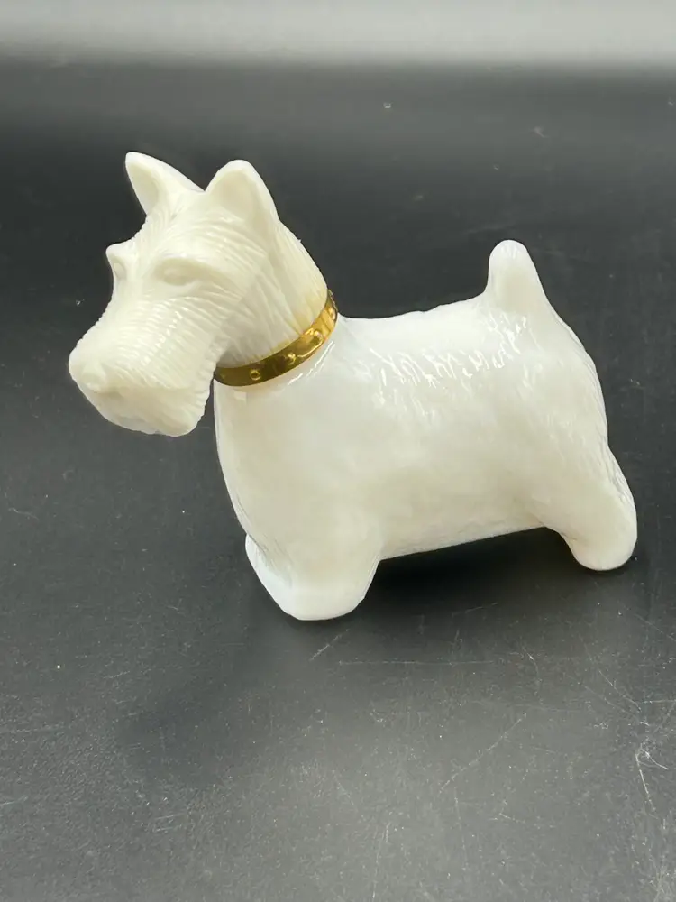 2 Vintage 70’s Avon Perfume Bottles Huggable Hippo ( House Hippo) & Scottie Dog Milk Glass