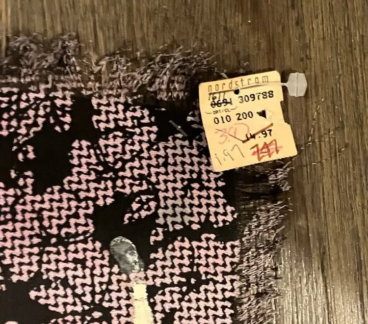 VTG Flowered Scarf with Fringe With Tags Pink and Green