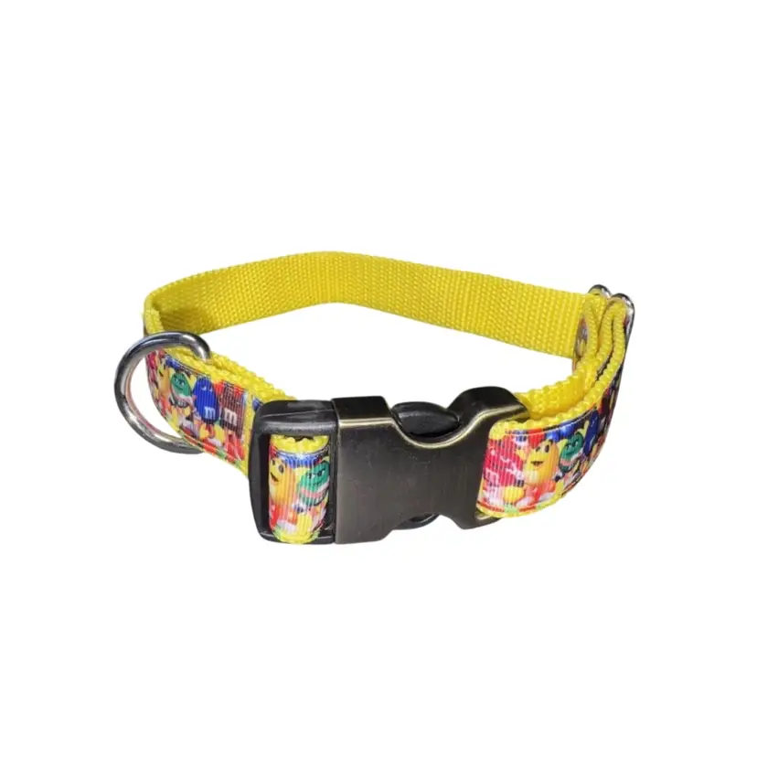 Dog Collar M&M’s Chocolate Candy Large Yellow Handmade Heavy Duty W/Buckle NEW