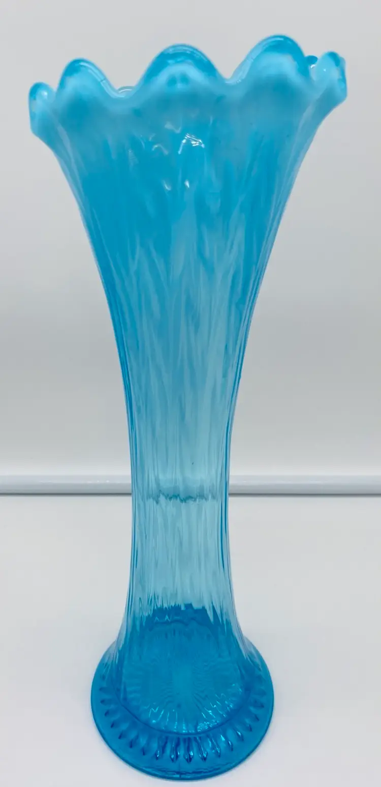 Jefferson 11" Heatherbloom Blue Opalescent Swung Vase