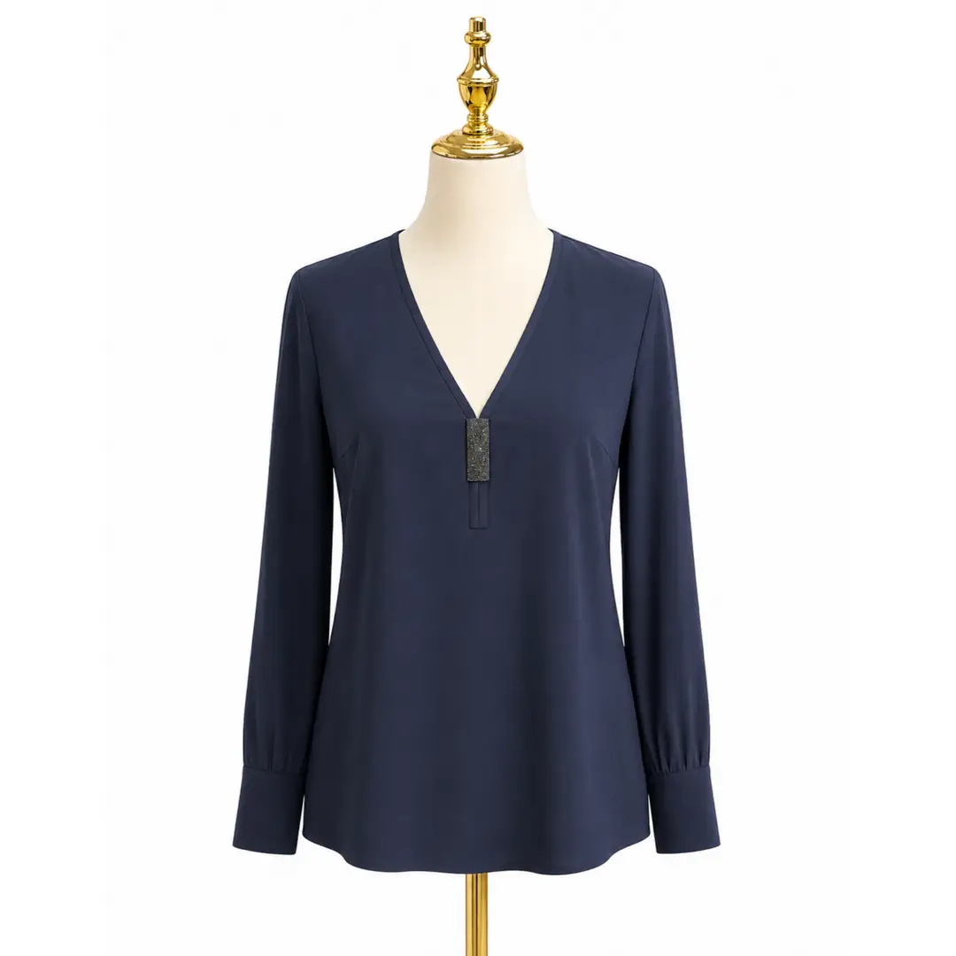 Brunello Cucinelli Navy Blouse Sz L