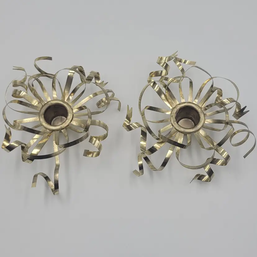 Vintage Department 56 Brass Ribbon Taper Candle Holder Inserts Set Of 2 CANDLE STICKS NOT INCLUDED
