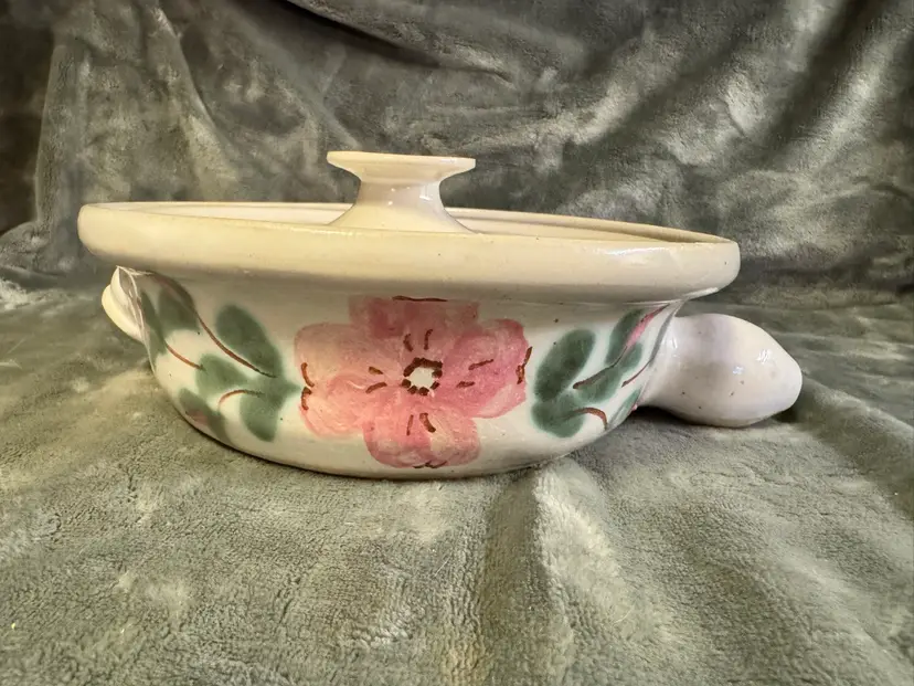 Vintage Phil Morgan Signed Seagrove NC Studio Art Pottery Casserole W Lid Flower