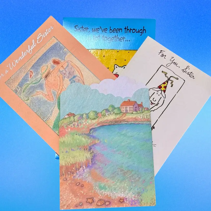 Lot/4 Vintage Sister Birthday Cards, Used