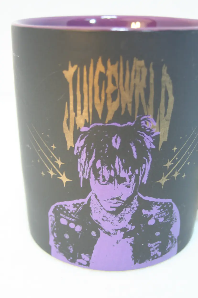 Juice Wrld Legends Never Die Purple Black Gold Handle Tea Cup Coffee Mug Spencer Gifts