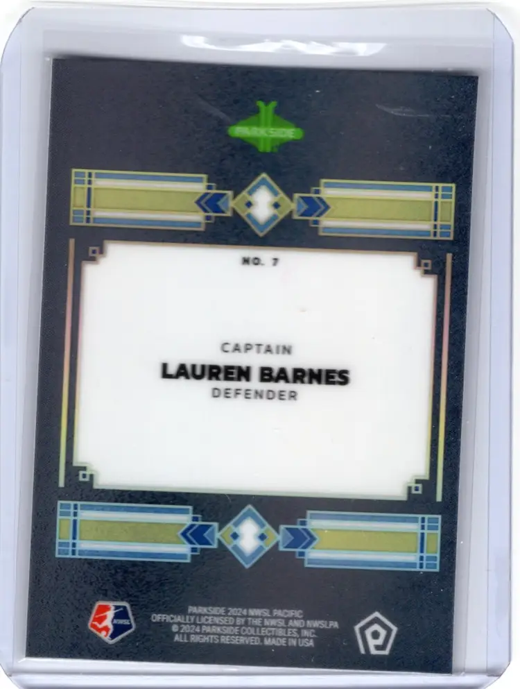 2024 Parkside Pacific NWSL Lauren Barnes Captains /50