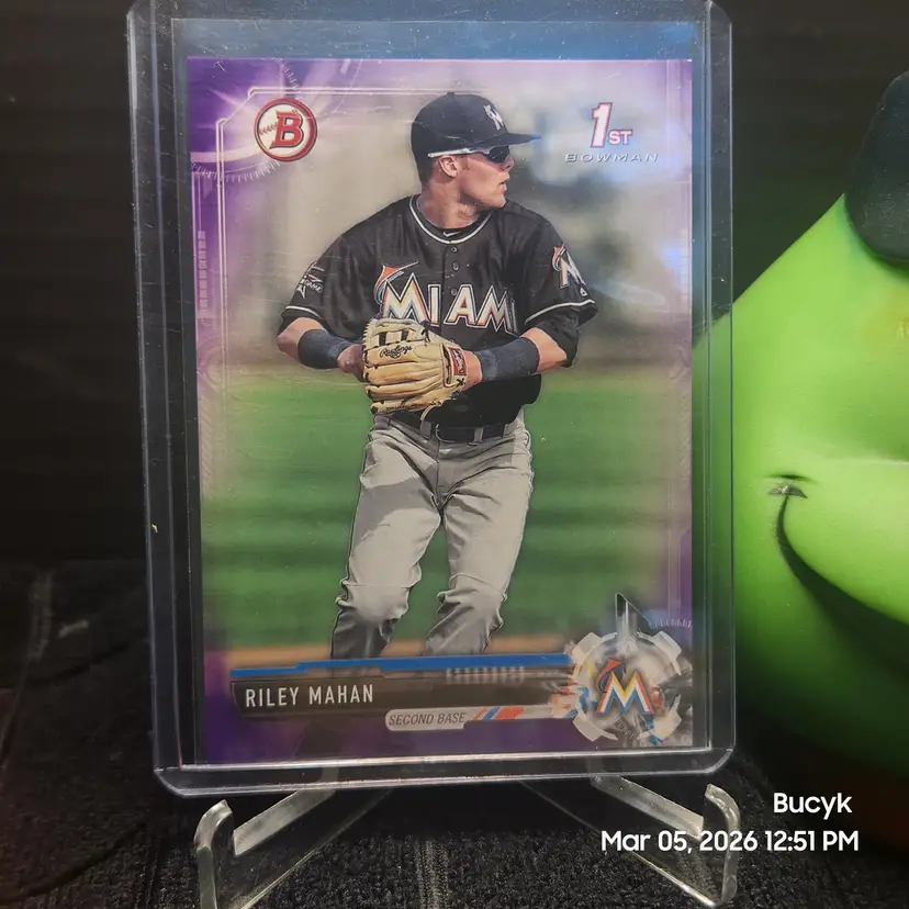 2017 Bowman Draft Paper Purple - Riley Mahan Miami Marlins 215/250
