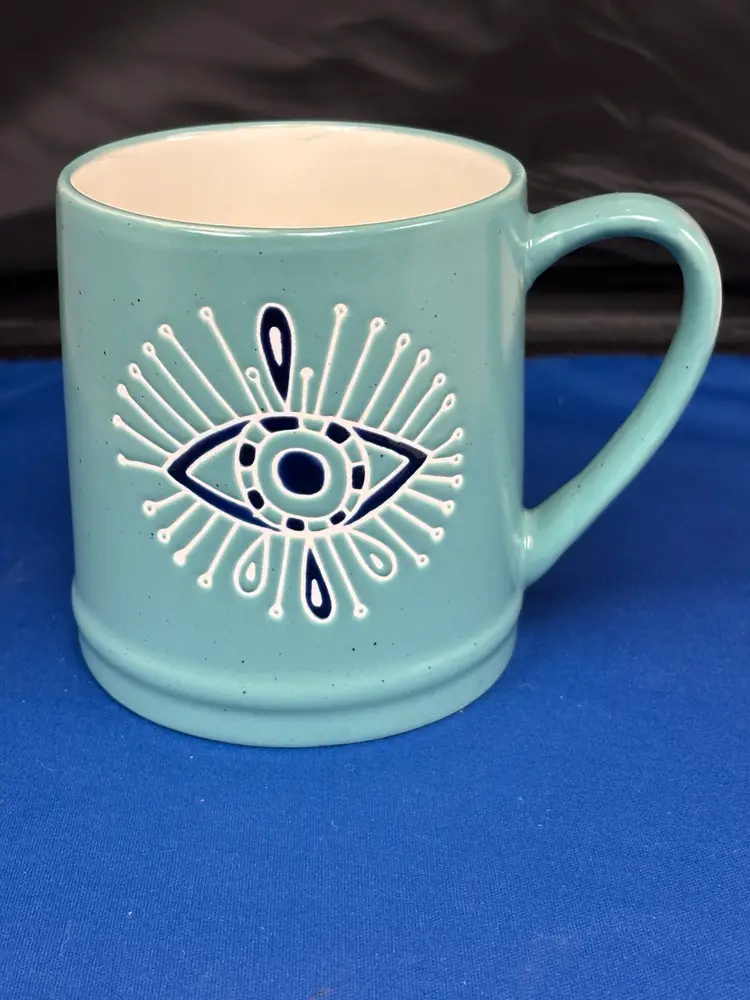 Stay Wild Moon Child Evil Eye "Ojo" Ceramic 20oz Coffee Mug Turquoise