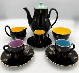 Vintage English Harlequin Espresso Set
