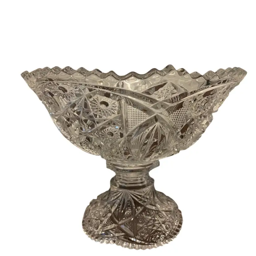 Antique McKee glass punch bowl UV Glows Fentec Pattern