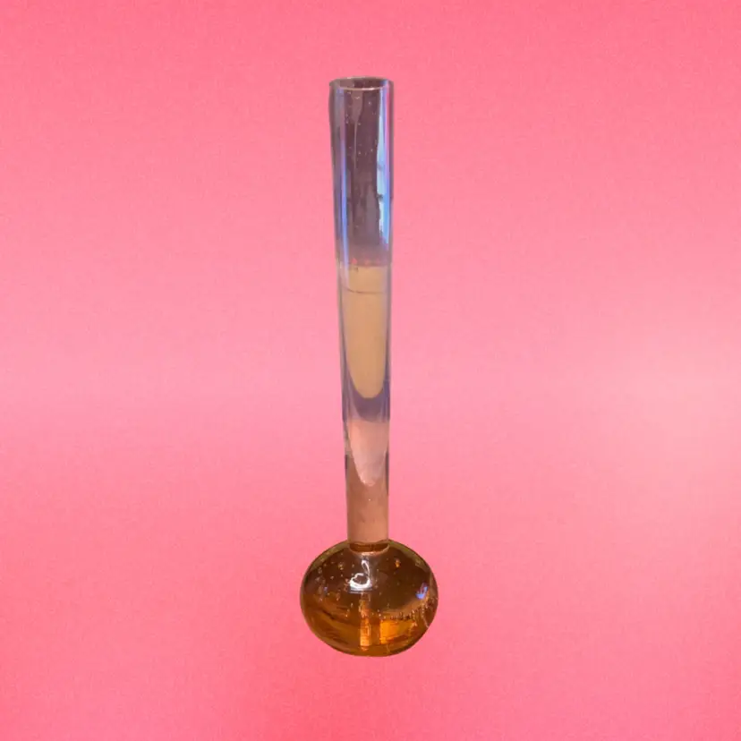 27a. Vintage Peach Orange Art Glass Bud Vase: Controlled Bubble Decor