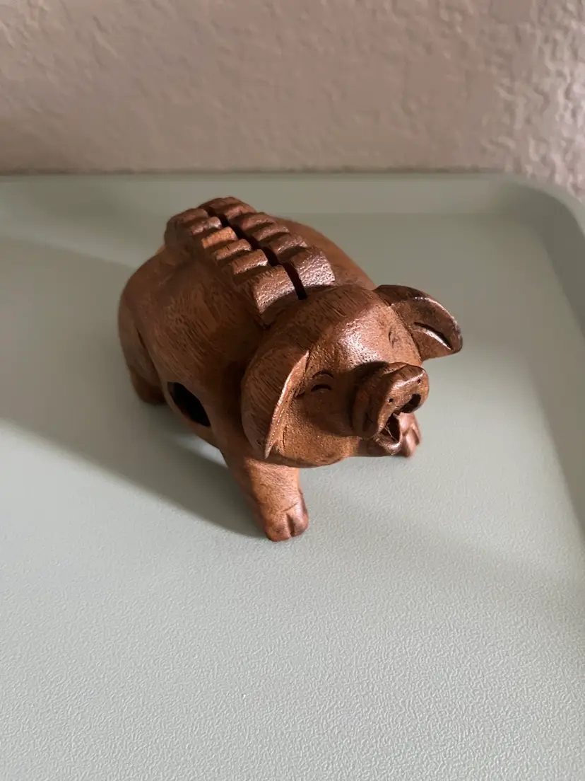 Hand Carved Wooden Pig Percussion Instrument