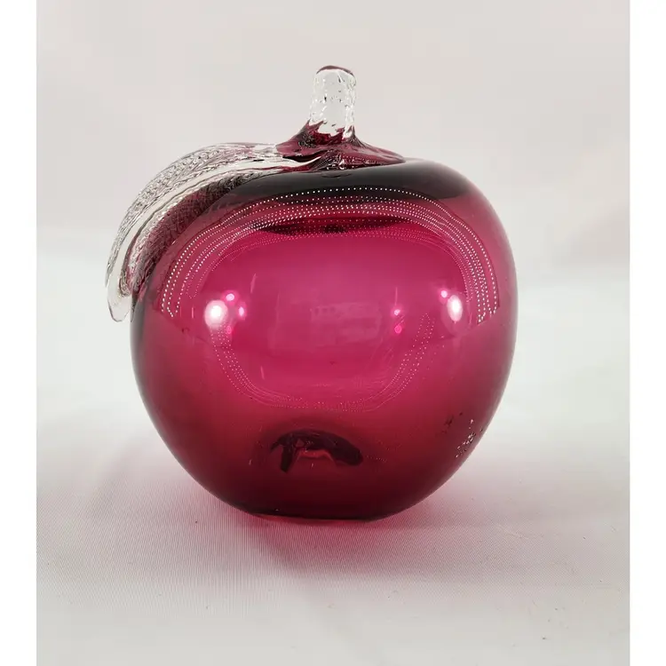 Vintage Art Glass Red Apple Paperweight