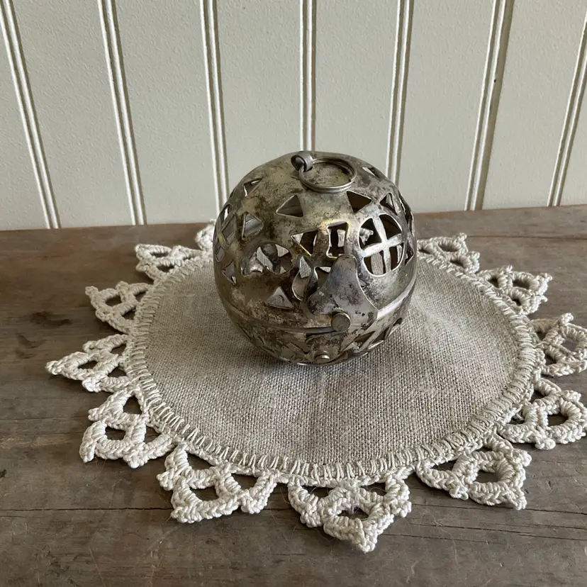 Vintage Silver Plated Potpourri Ornament Ball, Fragrance Pomander, Christmas Ornament 1980s