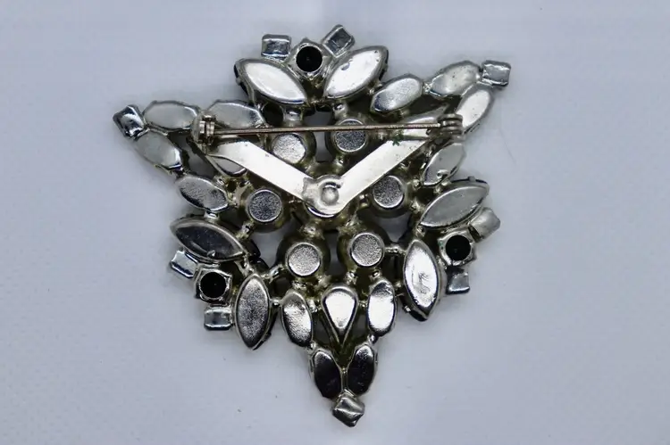 Black Onyx and rhinestones mourning pin