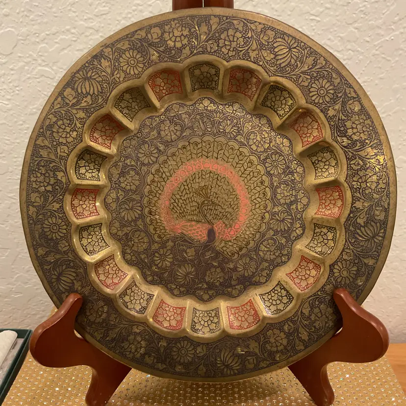 Peacock Design Brass Wall Plate