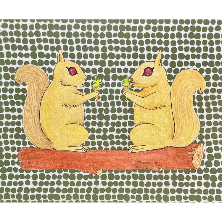 ORIGINAL ART “Pistachio Swirl Icecream” Brooch Inspired Artwork Made By Me - (Watercolor & Decorative Paper)