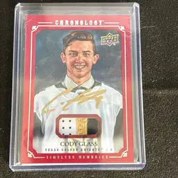 2019-20 Upper Deck Chronology Red Memorabilia /35 Cody Glass Rookie Auto RC
