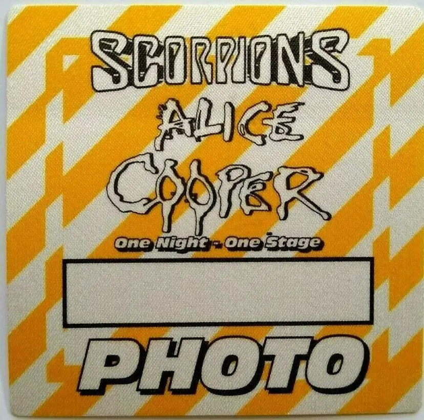 Alice Cooper Scorpions Backstage Pass Original 1996 Hard Rock Music Yellow