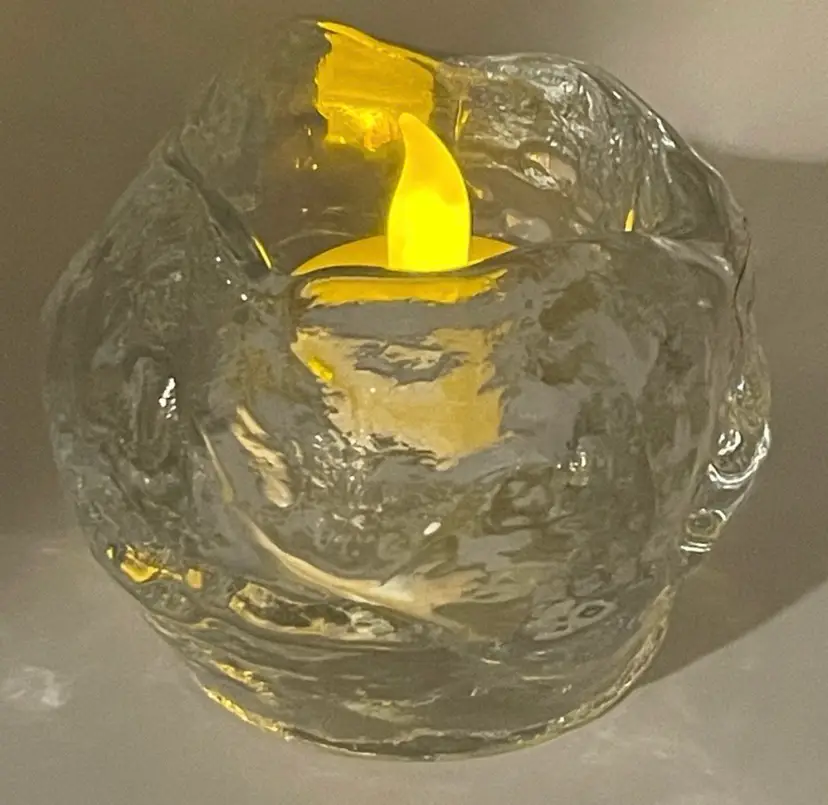 Austrian Crystal Tealight Holder, “Snowball” Style, Over 24% Crystal