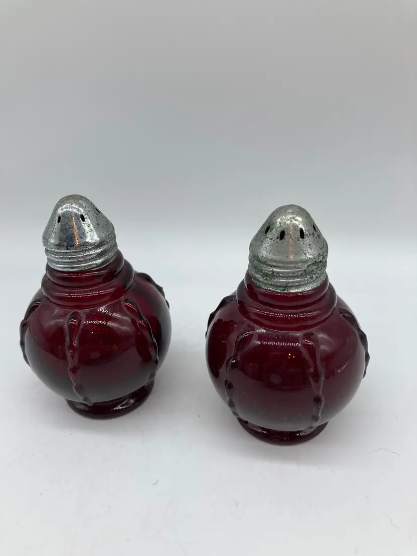 Radiance Ruby Red Salt & Pepper Shakers by "New Martinsville Glass CO" 1936-44