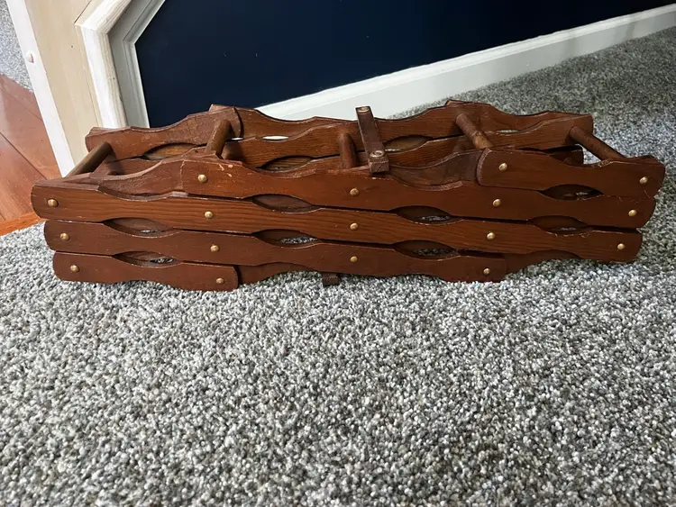 Vintage Wooden Accordion Wine Rack