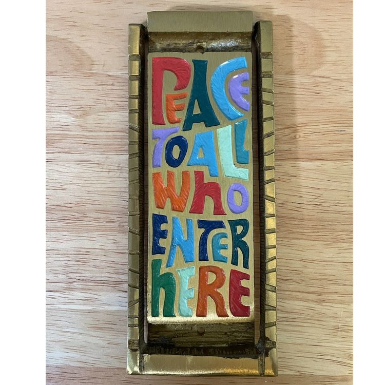 Mid Century Solid Brass Door Knocker “Peace To All Who Enter Here” 1969