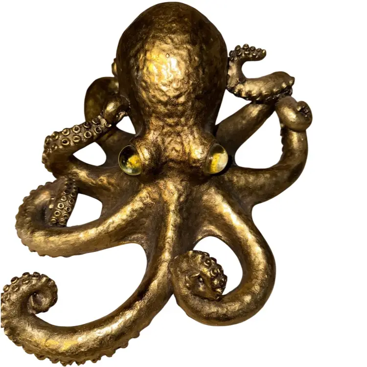 Gold Octopus Kraken Marble Glass Eyes Nautical Steampunk Large