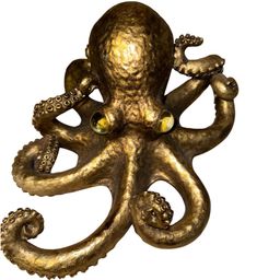 Resin Octopus With Glass Eyes Shelf Sitter 9”x11 1/4”x4.5”