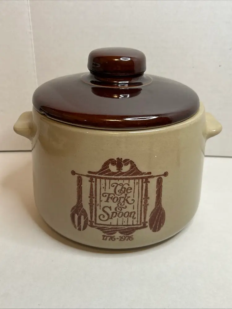 Vintage Westbend “The Fork And The Spoon” 1776-1976 Crock Cookie Jar