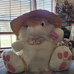Vintage Easter Bunny with Straw Hat (Large) c.1995