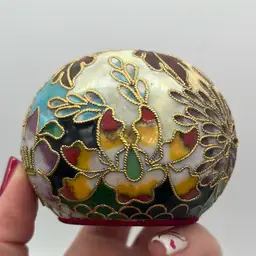 Cloisonné Floral Designs Paperweight w/ Box | 3”