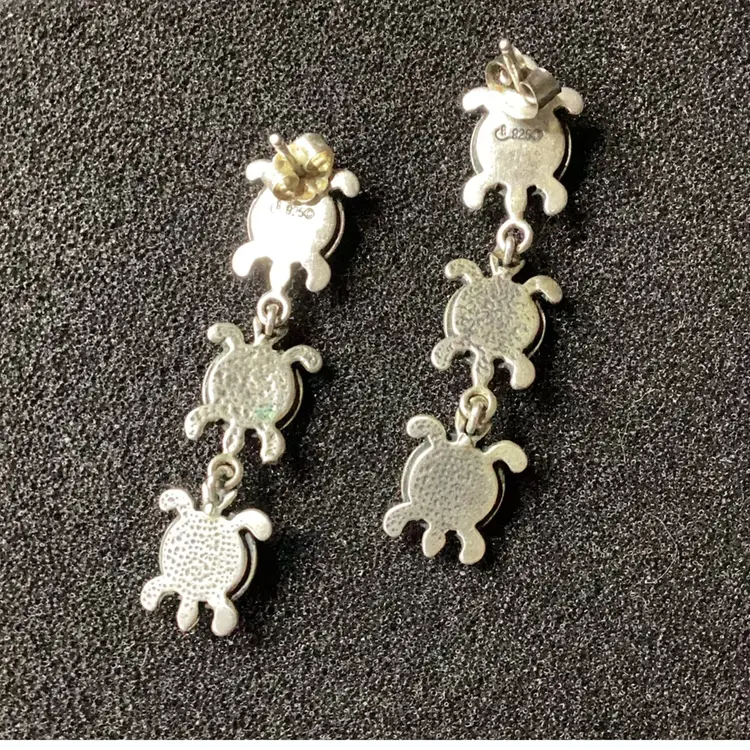 Carolyn Pollack Relios Sterling Silver Turtle Post Earrings 2 And 3/4”
