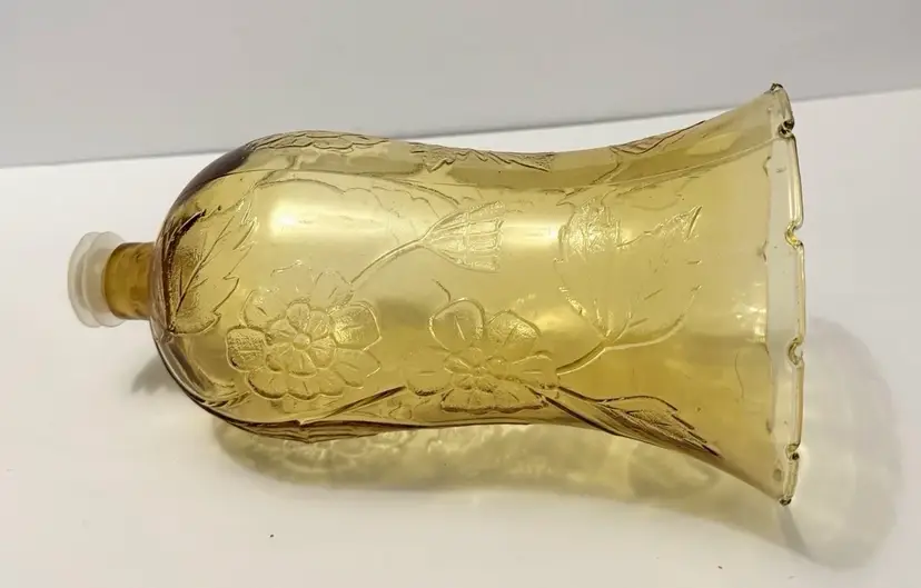 Vintage Amber/Yellow Empoli Floral Sconce Tapered Candle Holder 10”