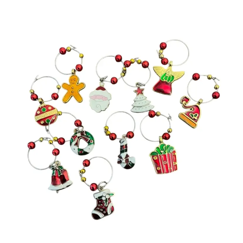 Christmas Themed Wine Glass Charms