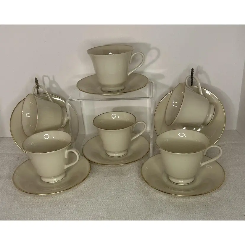 Vintage Lenox Hayworth Tea or Coffee Cups & Saucers Set Of Six (6)