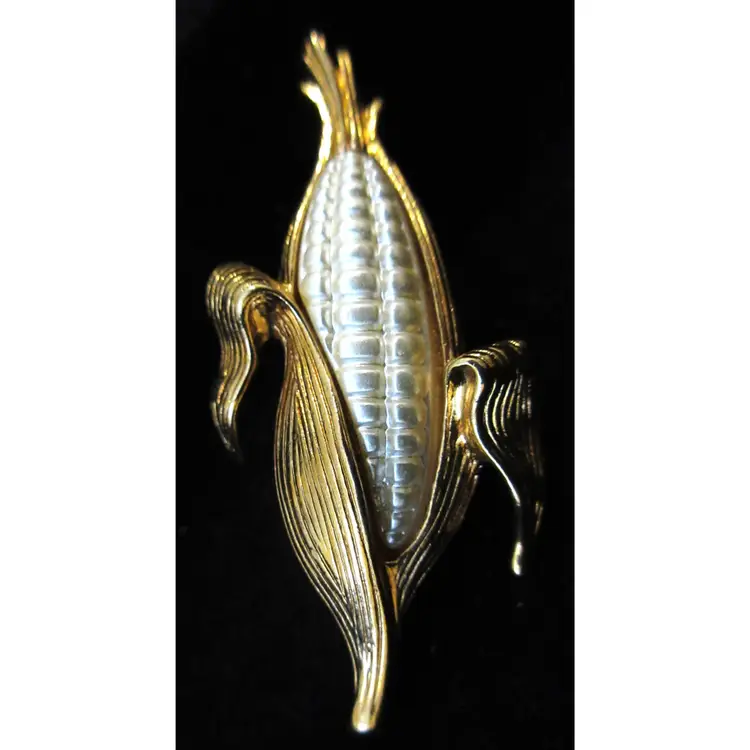 Vintage Avon Gold Tone Metal Corn Tac Pin - 2 Inches