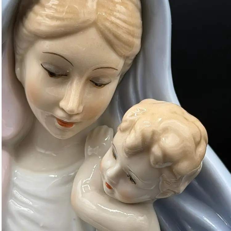 Vintage Lefton Madonna & Child Figurine Porcelain Mary Baby Jesus Religious Bust