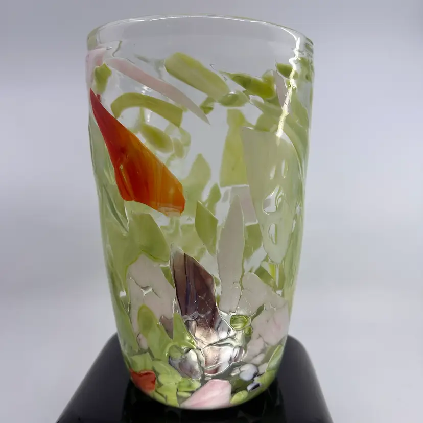 Fused Art Glass Vase Multi Colored Vase STUNNING