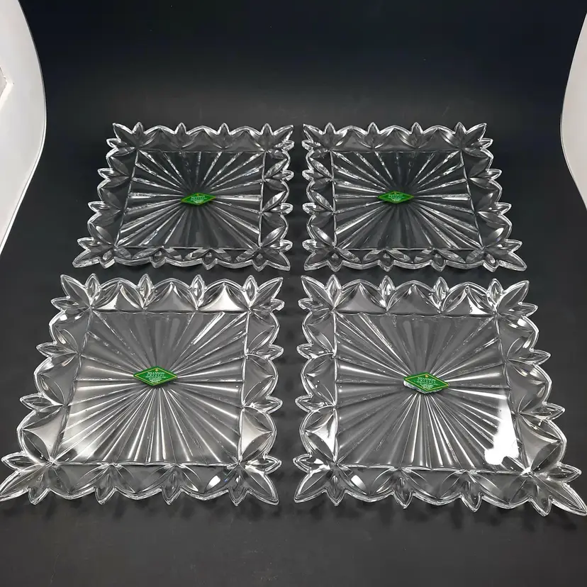 Godinger Shannon Crystal Medallion Collection Dessert Plates Set Of 4
