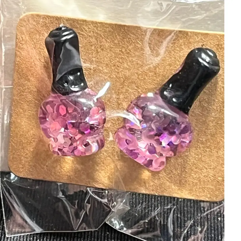 Purple Fingernail, Polish Stud Earrings Made By Me