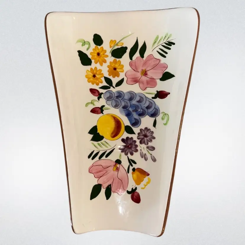 Vintage Stangl Pottery Fruit and Flowers Pattern Angled Serving Plate Platter
