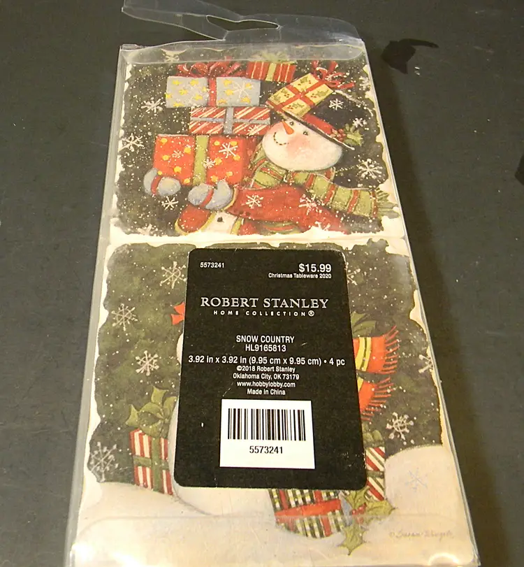 Robert Stanley 4pc snow country Christmas used as trivets or coasters