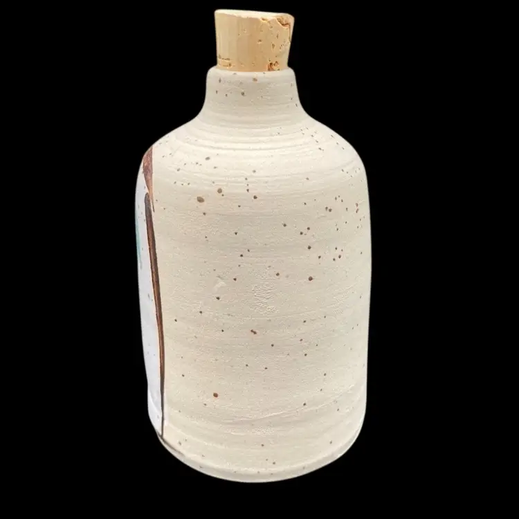 Handmade Olive Oil Bottle, High Fired Ceramic, Signed Batya Erdstein, Israel