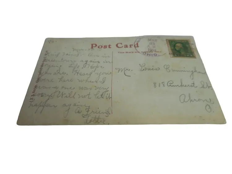 Vintage Postcard Lady Hat night scene purple 1914 posted Lonesome